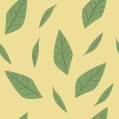 Fototapeta premium vector pattern with green leaves. flat image of a pattern of different green leaves 
