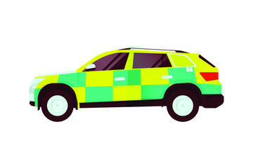 Ambulance Emergency Vehicle. Modern Flat Style Vector Illustration. Social Media Template.