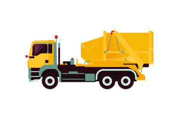 Garbage Truck Vehicle. Modern Flat Style Vector Illustration. Social Media Template.