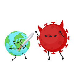 Earth and bacteria character design. planet vector. symbol. logo design. earth day mascot. Sick Earth.