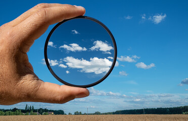 Effect of a polarizing filter shown on the photo of the sky. The picture of the clouds is higher...
