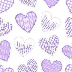 Seamless pattern provence heart vector illustration. Valentines day flowers lavender