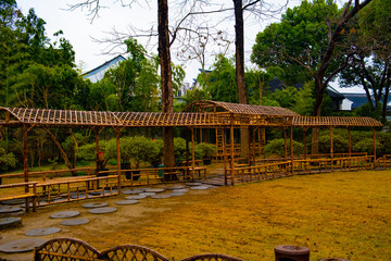 bamboo pavilion in the Suzhou garden good place for rest, walk, trip, meditation