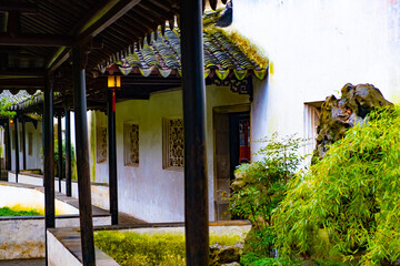 Old house in the Suzhou park garden, interesting place for travel, rest, meditation