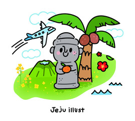 A simple, cute icon of Jeju Island. Jeju island travel concept vector illustration.