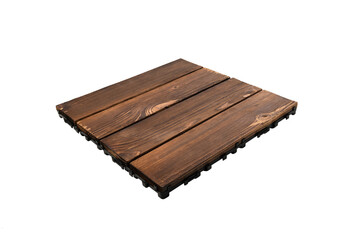 Wooden deck tile on isolated white background