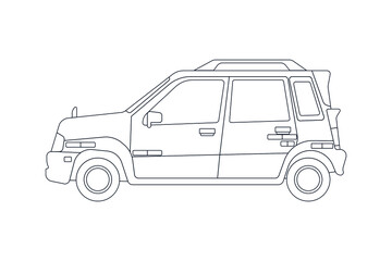 Fototapeta na wymiar Taxi Vehicle in Line. Modern Flat Style Vector Illustration. Social Media Template.