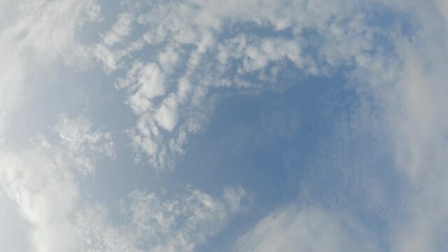 4K Time lapse of the directly above white clouds in the blue sky	