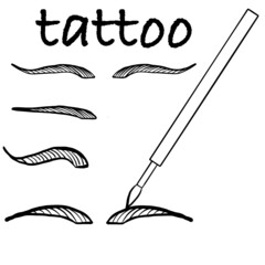 tattoo master, tattoo master, permanent tattoo master, eyebrow tattoo, eyebrows of different types,tattoo machines of different types, logo for tattoo studio, flyer for permanent tattoo master, pictur