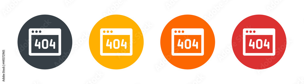 Poster set of website error 404. page not found icon sign isolated on white background. network security co