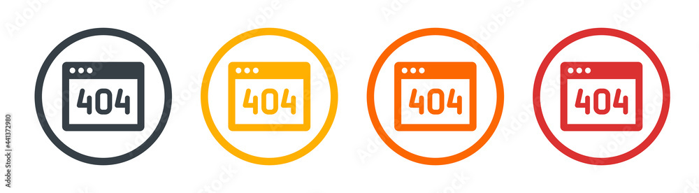 Poster Page not found and error 404 on web browser icon vector illustration.