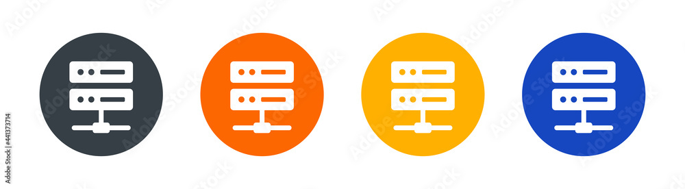 Poster Set of server, data center vector icon isolated on white background.