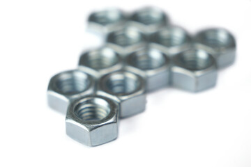 Set of nut with white background and nice blur, bokeh effect