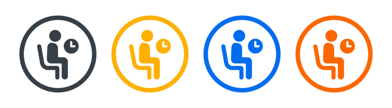 Person waiting on chair icon sign. Vector illustration