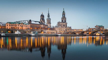 Fototapeta na wymiar Dresden old town city and Elbe River, Dresden, Germany