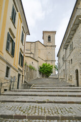 A small street between the old houses of Agnone, a medieval village in the Molise region in Italy.