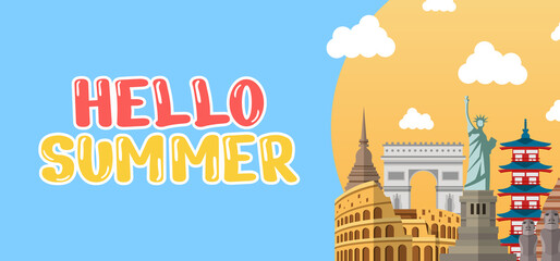 Hand draw illustration of Summer greeting banner.