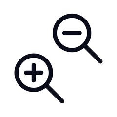 Zoom in and zoom out icon.Vector illustration. Magnifying glass icon.Vector illustration.White background.