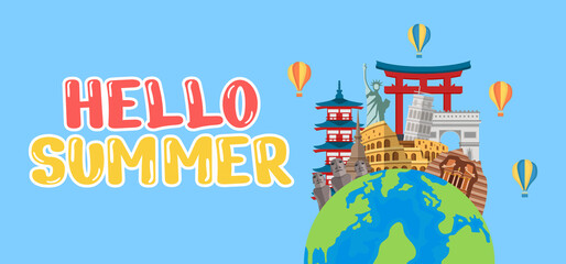 Hand draw illustration of Summer greeting banner.