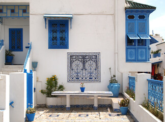 traditional terrace, Tunez, Tunisia, sidi bou said