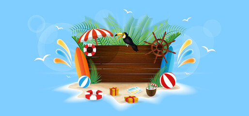 Hand draw illustration of Summer greeting banner.