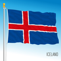 Iceland official national flag, north european country, vector illustration
