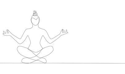 Self-drawing a simple animation of one continuous exercise of drawing one line, a person takes up yoga, a healthy lifestyle, health, sport, fitness.