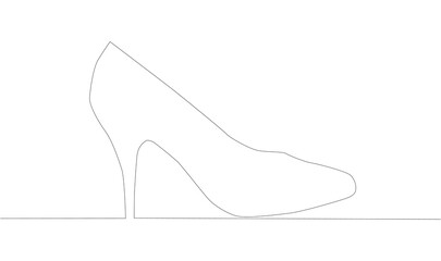 Self drawing animation of one line drawing of high heel shoe