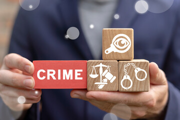 Concept of crime. Illegal activity. Justice.