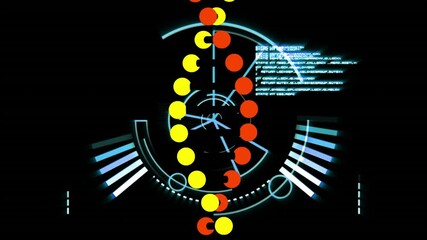 Digital animation of dna structure spinning against round scanner and data processing - Powered by Adobe
