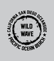 California San Diego wild wave surfer graphic design vector art