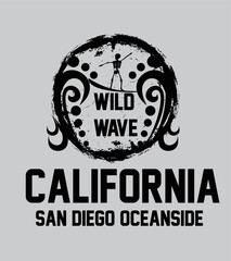 California San Diego wild wave surfer graphic design vector art