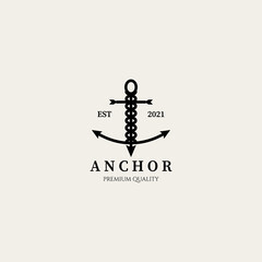 anchor logo vector design minimalist line art illustration icon creative