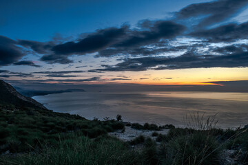 The Mediterranean Sea at sunrise from an old watchtower in El Campollo, Alicante Spain