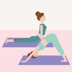 cartoon women doing yoga