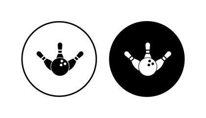 Bowling icon set. bowling ball and pin icon. bowling pins
