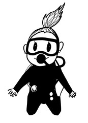 Scuba diver girl illustration