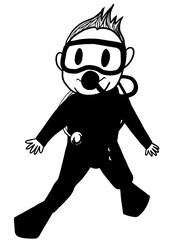 Scuba diver boy illustration