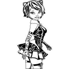 Girl in latex dress and with ears