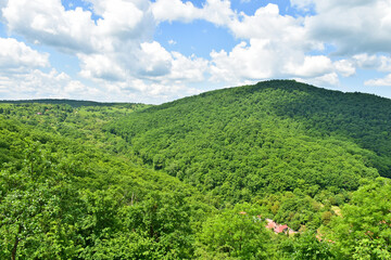 Fototapeta na wymiar View of Szarvasko village and the Bukk mountains, Hungary