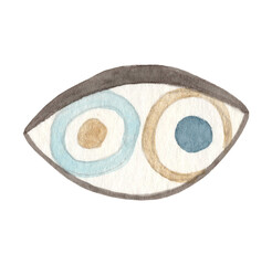 Hand drawn watercolor Evil eye. Nazar