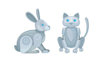 Mechanical Animals Assembled from Metal Parts Vector Set