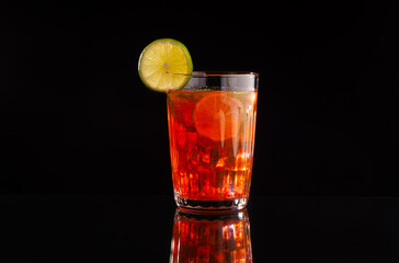 Delicious cocktail Strawberry Mojito with lemon