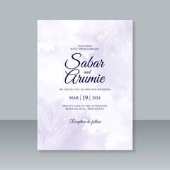 Wedding card template with splash watercolor