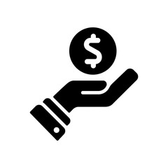 Pictograph of money in hand glyph icon vector