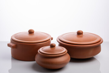 Clay Pots Isolated on White Background