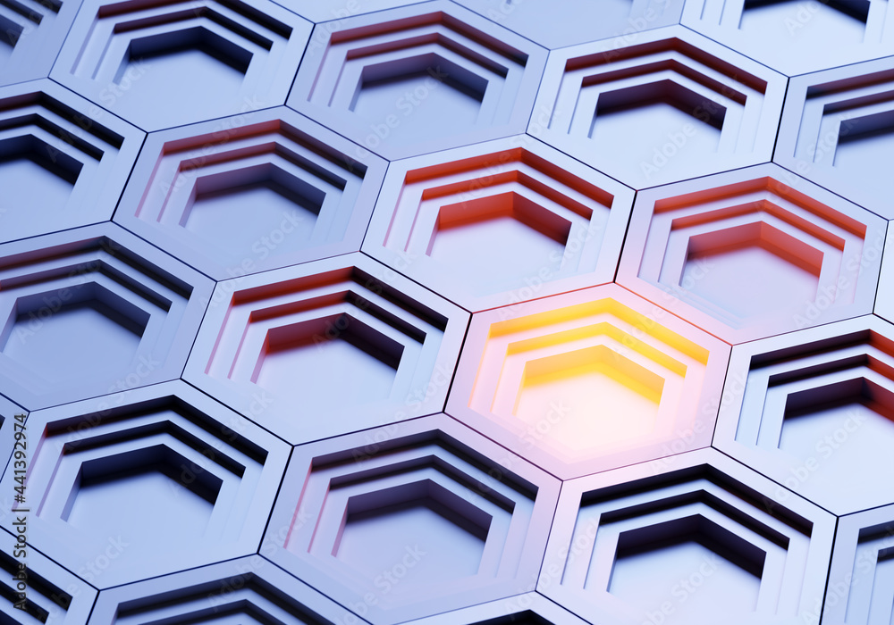 Poster hexagons background. this is metaphor for technology. technological light background. hexagons patte