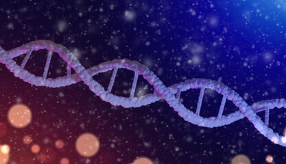 DNA background. DNA structure on a dark background. 3D illustration with human DNA spiral....