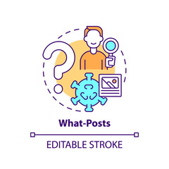 What-posts concept icon. Viral posts type abstract idea thin line illustration. Providing information on specific topic. Explaining relevance. Vector isolated outline color drawing. Editable stroke