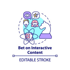 Bet on interactive content concept icon. Viral content technique abstract idea thin line illustration. Increasing engagement possibilities. Vector isolated outline color drawing. Editable stroke